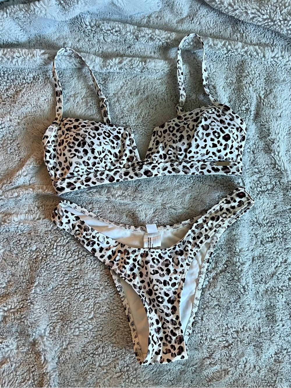 Free Society White Leopard Print Bikini Set in Size 2